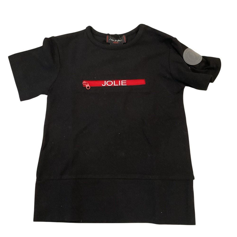 JOLIE Enfants Kids' Black Short Sleeve Top with Red Accent